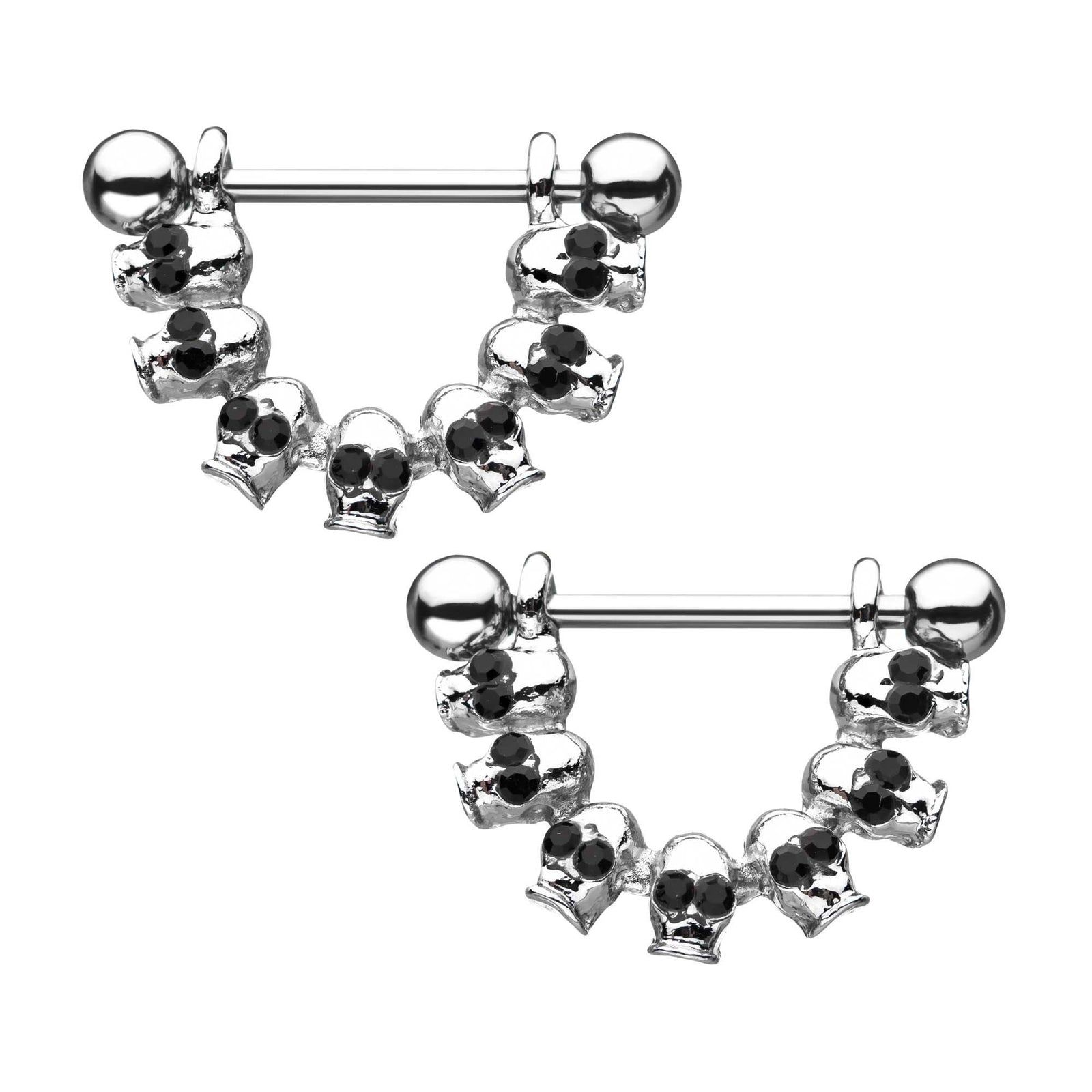 TBD-Nipple Black Eye Skull Nipple Barbell Stirrup Jewelry -Rebel Bod-RebelBod