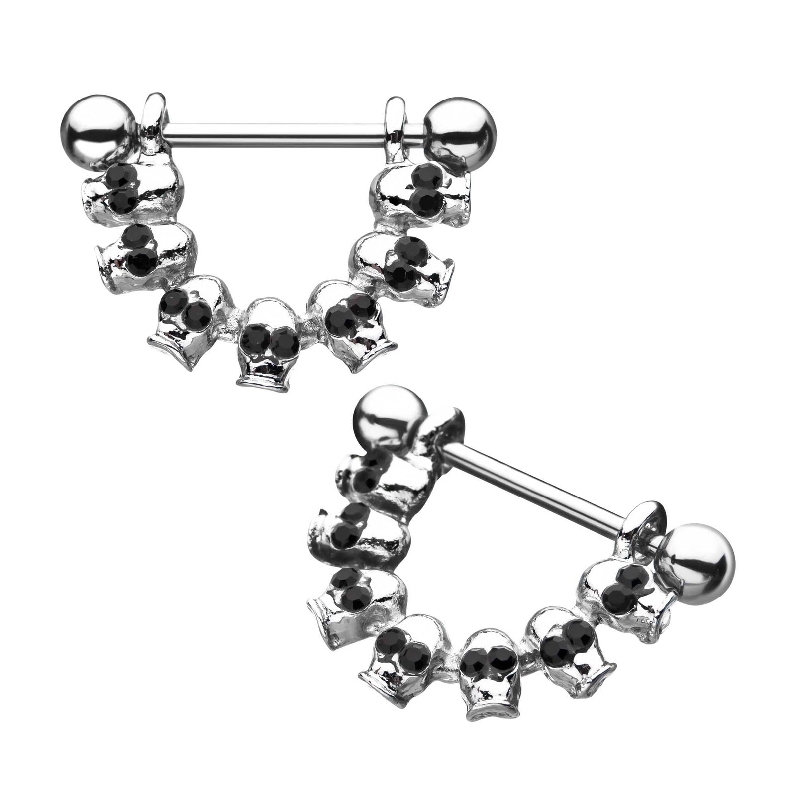 TBD-Nipple Black Eye Skull Nipple Barbell Stirrup Jewelry -Rebel Bod-RebelBod