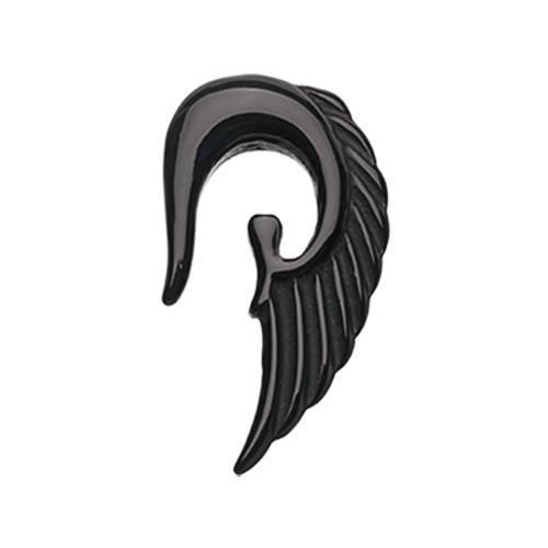 Black Fallen Angel Acrylic Ear Gauge Hanging Taper - 1 Pair