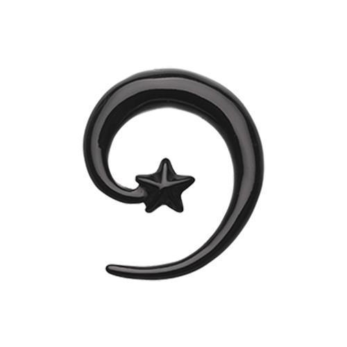 Black Falling Star Spiral Acrylic Ear Gauge Spiral Hanging Taper - 1 Pair