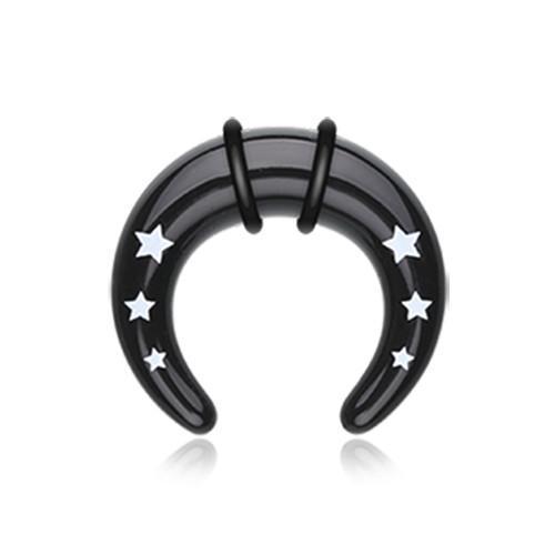 Tapers - Hanging Black Falling Stars Acrylic Ear Gauge Buffalo Taper - 1 Pair -Rebel Bod-RebelBod