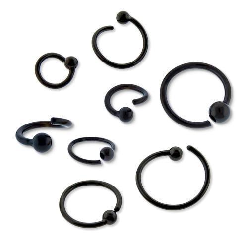 CAPTIVE BEAD RING Black Fixed Bead Captives - 1 Piece -Rebel Bod-RebelBod