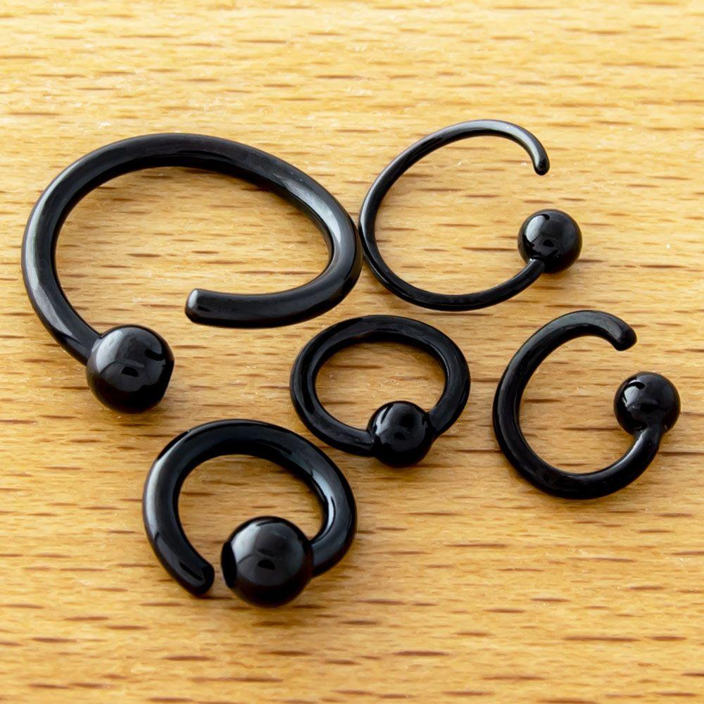 CAPTIVE BEAD RING Black Fixed Bead Captives - 1 Piece -Rebel Bod-RebelBod
