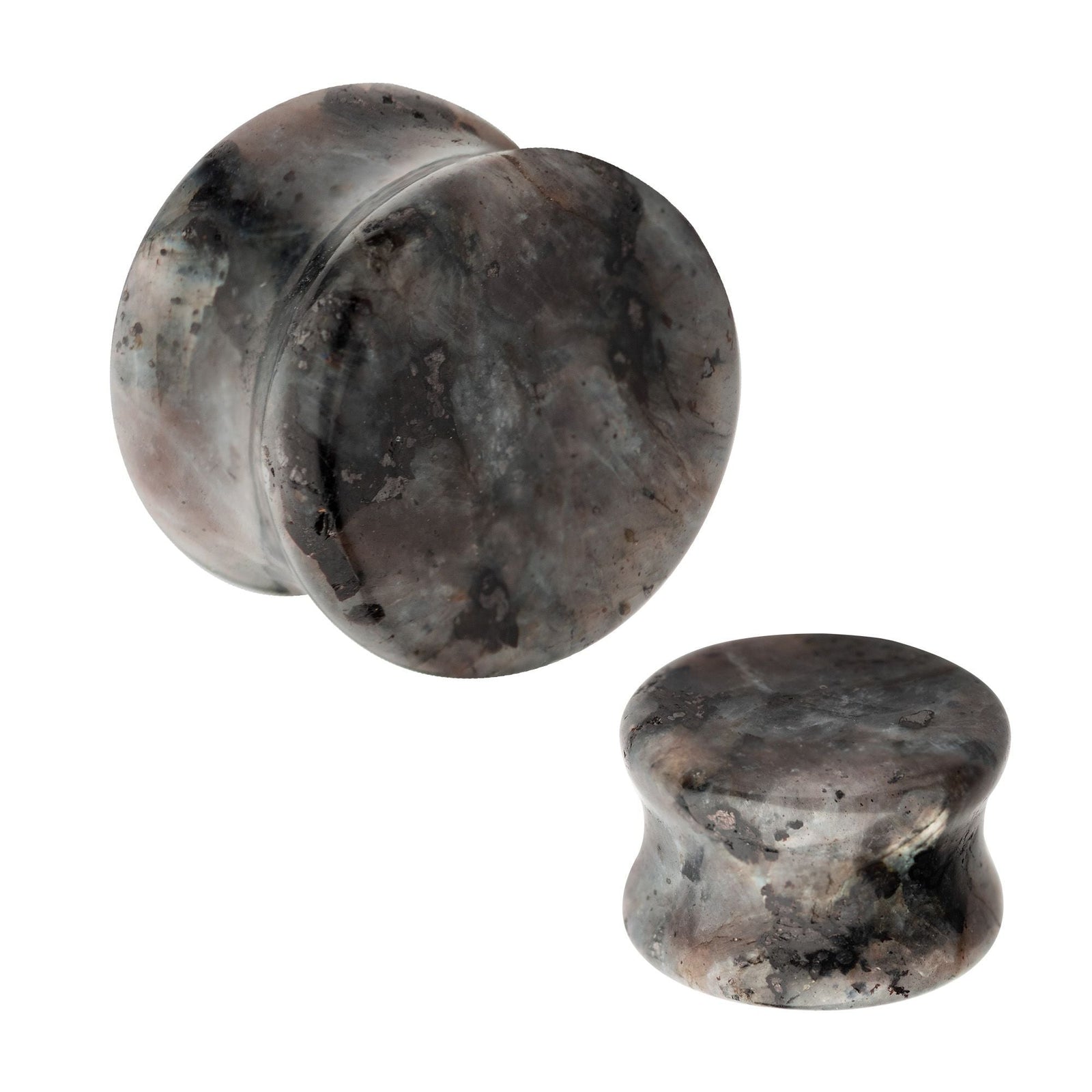 Organics Black Flash Stone Concave Double Flare Plug pstn39-2pr -Rebel Bod-RebelBod