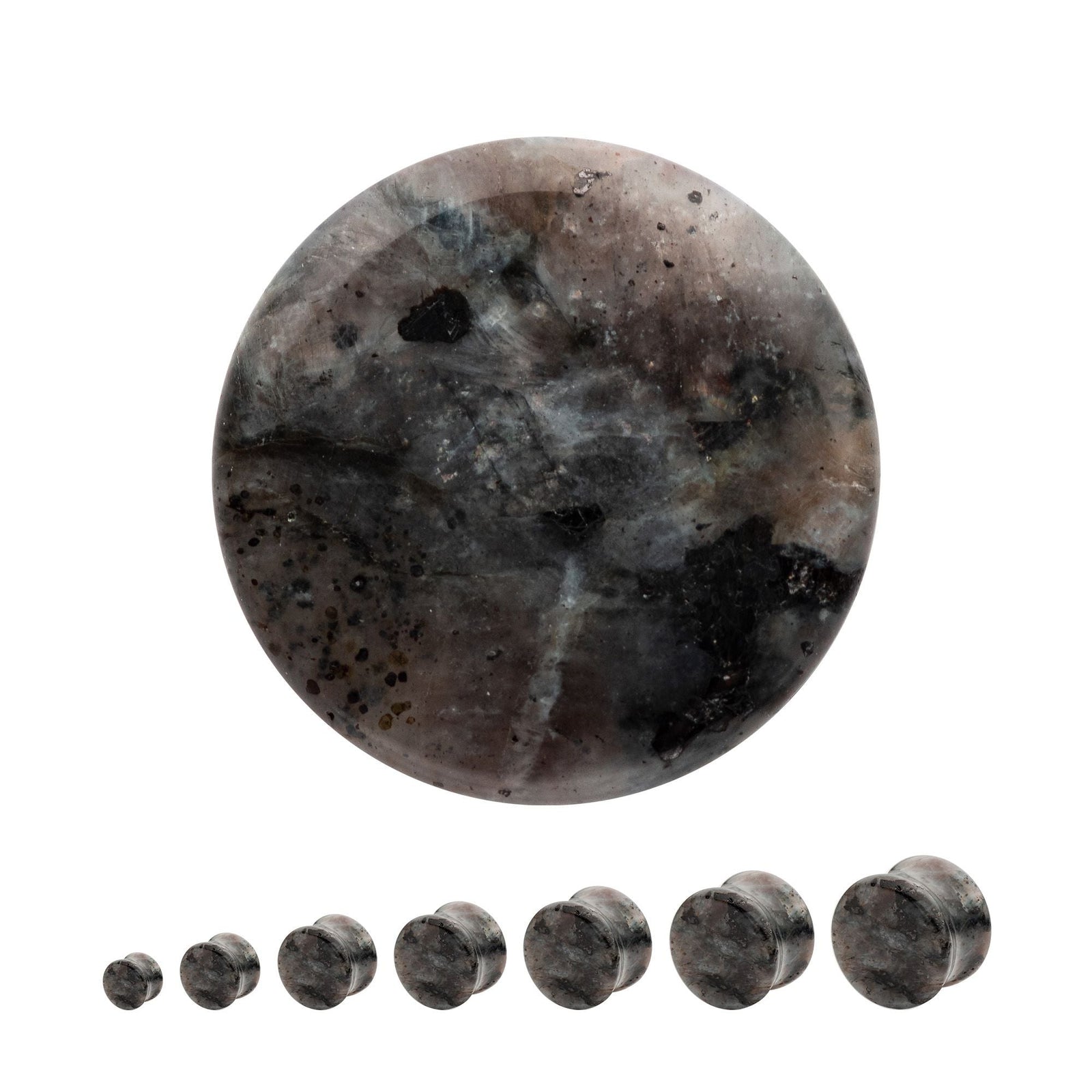 Organics Black Flash Stone Concave Double Flare Plug pstn39-2pr -Rebel Bod-RebelBod