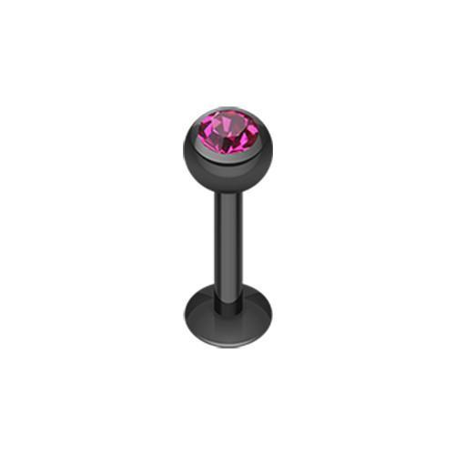 Black Fuchsia Black PVD Gem Ball Labret