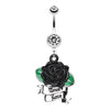 Black Full Bloom Rose Mini Banner Belly Button Ring