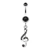 Black G Clef Music Note Sparkle Belly Button Ring
