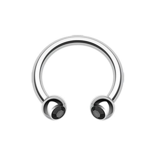 CIRCULAR BARBELL | HORSESHOE Black Gem Ball Steel Horseshoe Circular Barbell -Rebel Bod-RebelBod