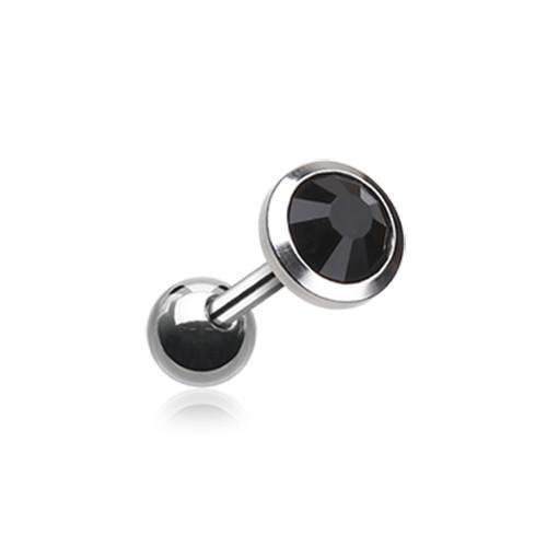 Black Gem Sparkle Tragus Cartilage Barbell Earring - 1 Piece