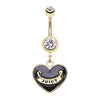 Black Gold Juicy Banner Heart Belly Button Ring