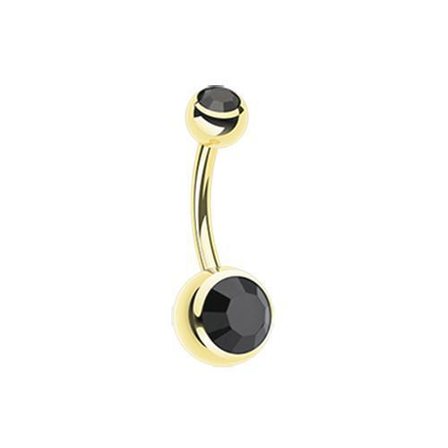 Black Gold PVD Double Gem Ball Belly Button Ring