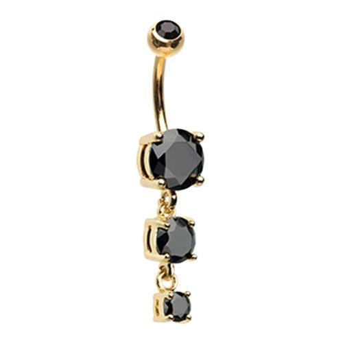 Black Golden Gem Cascade Belly Button Ring