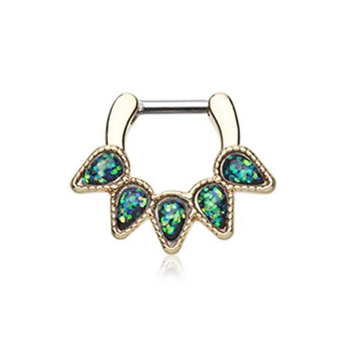 Black Golden Opal Quinary Spear Septum Clicker / Daith Clicker - 1 Piece