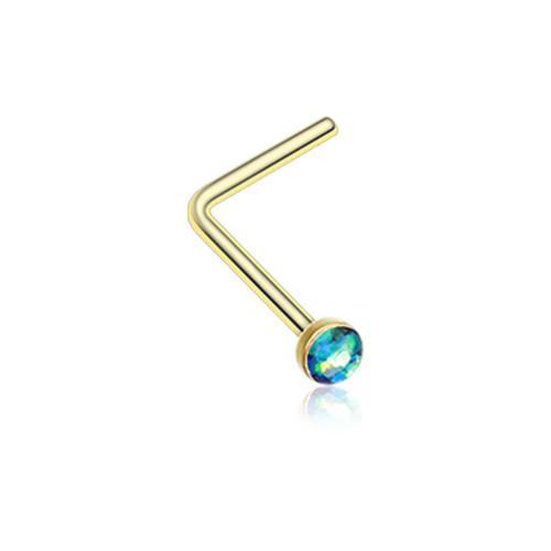 Black Golden Opal Sparkle L-Shaped Nose Ring