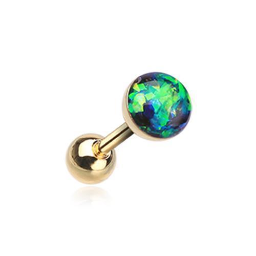 Black Golden Opal Sparkle Tragus Cartilage Barbell Earring - 1 Piece