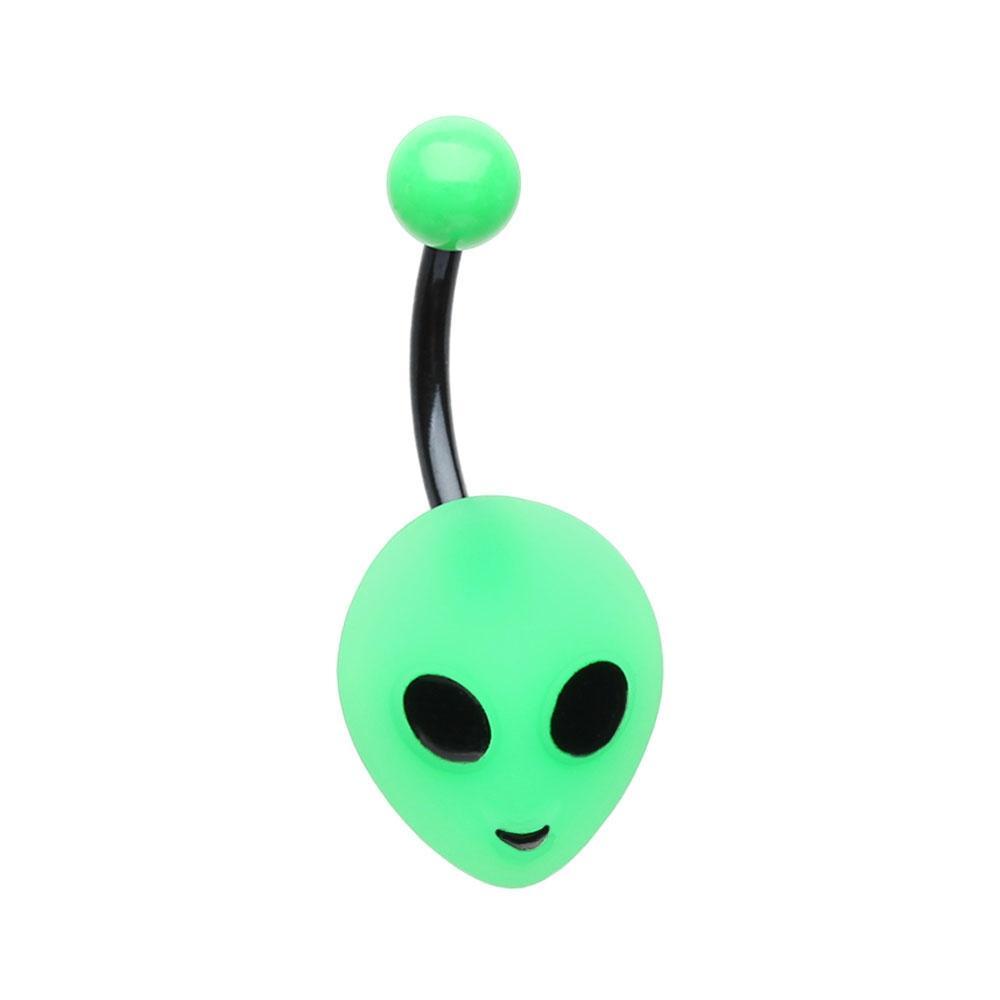 Black/Green Alien UFO Non Dangle Belly Ring
