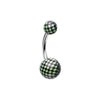 Belly Ring - No Dangle Black/Green Classic Checker Patterned Acrylic Belly Button Ring -Rebel Bod-RebelBod