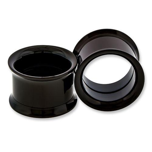 Tunnels - Double Flare Black Internally Threaded Double Flared Tunnels  - 1 Piece -Rebel Bod-RebelBod