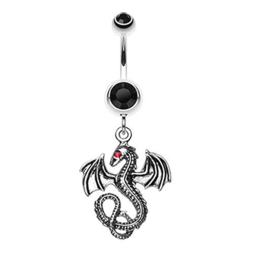 Black Jeweled Eye Dragon Belly Button Ring