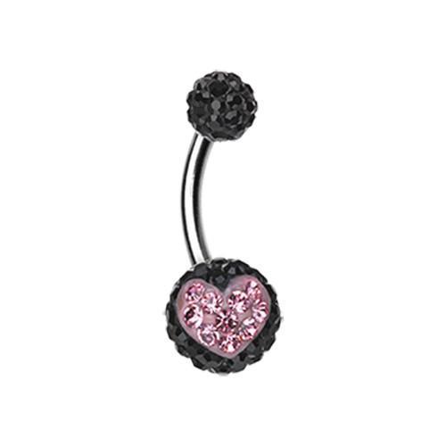 Black/Light Pink Heart&#39;s Delight Multi-Sprinkle Dot Belly Button Ring