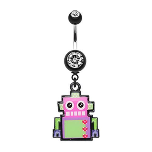 Black Lillibot Robot Belly Button Ring