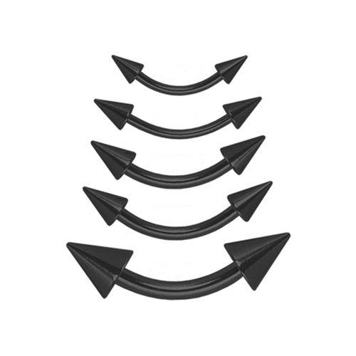 CURVED BARBELL Black Line Externally Threaded Curve Barbell Spike Cones * -Rebel Bod-RebelBod