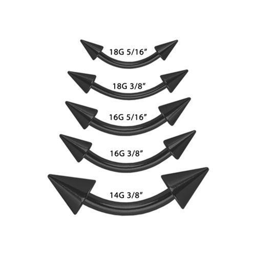 Black Line Externally Threaded Curve Barbell Spike Cones 1 Piece Rebel Bod