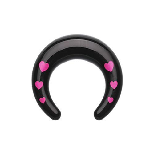 Black Love Struck Multi Hearts Pincher Acrylic Ear Gauge Buffalo Taper - 1 Pair