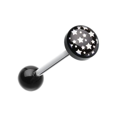 Black Multi Stars Logo Acrylic Barbell Tongue Ring