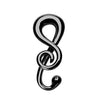 Tapers - Hanging Black Music Note Treble Clef Steel Ear Gauge Spiral Hanging Taper - 1 Pair -Rebel Bod-RebelBod