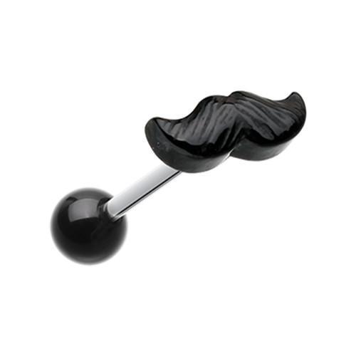 Black Mustache Acrylic Barbell Tongue Ring