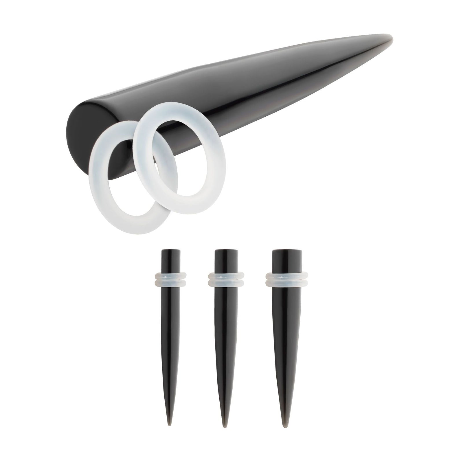 Organics Black Obsidian Stone Taper Clear O-ring pstntpobs-4pr -Rebel Bod-RebelBod