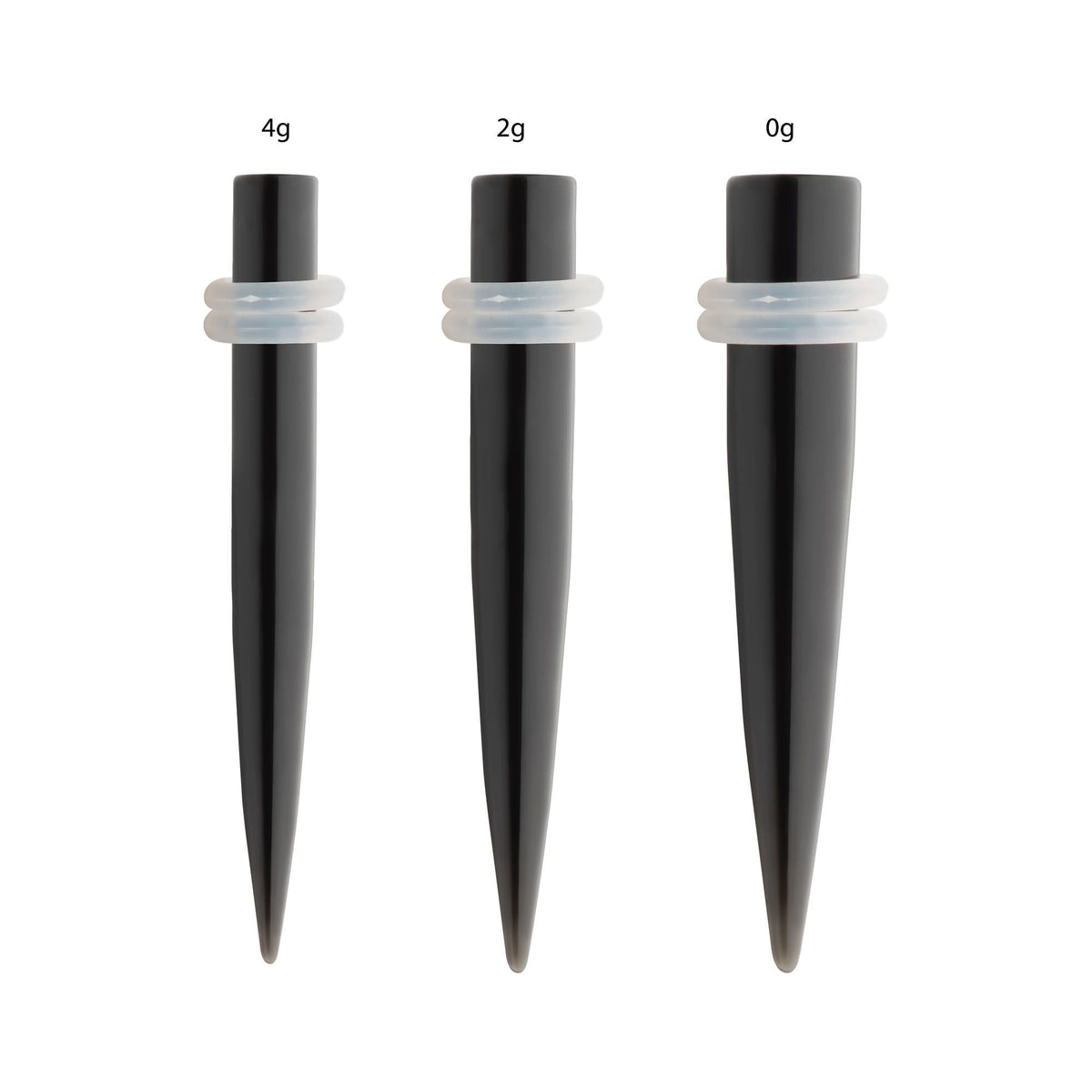 Organics Black Obsidian Stone Taper Clear O-ring pstntpobs-4pr -Rebel Bod-RebelBod