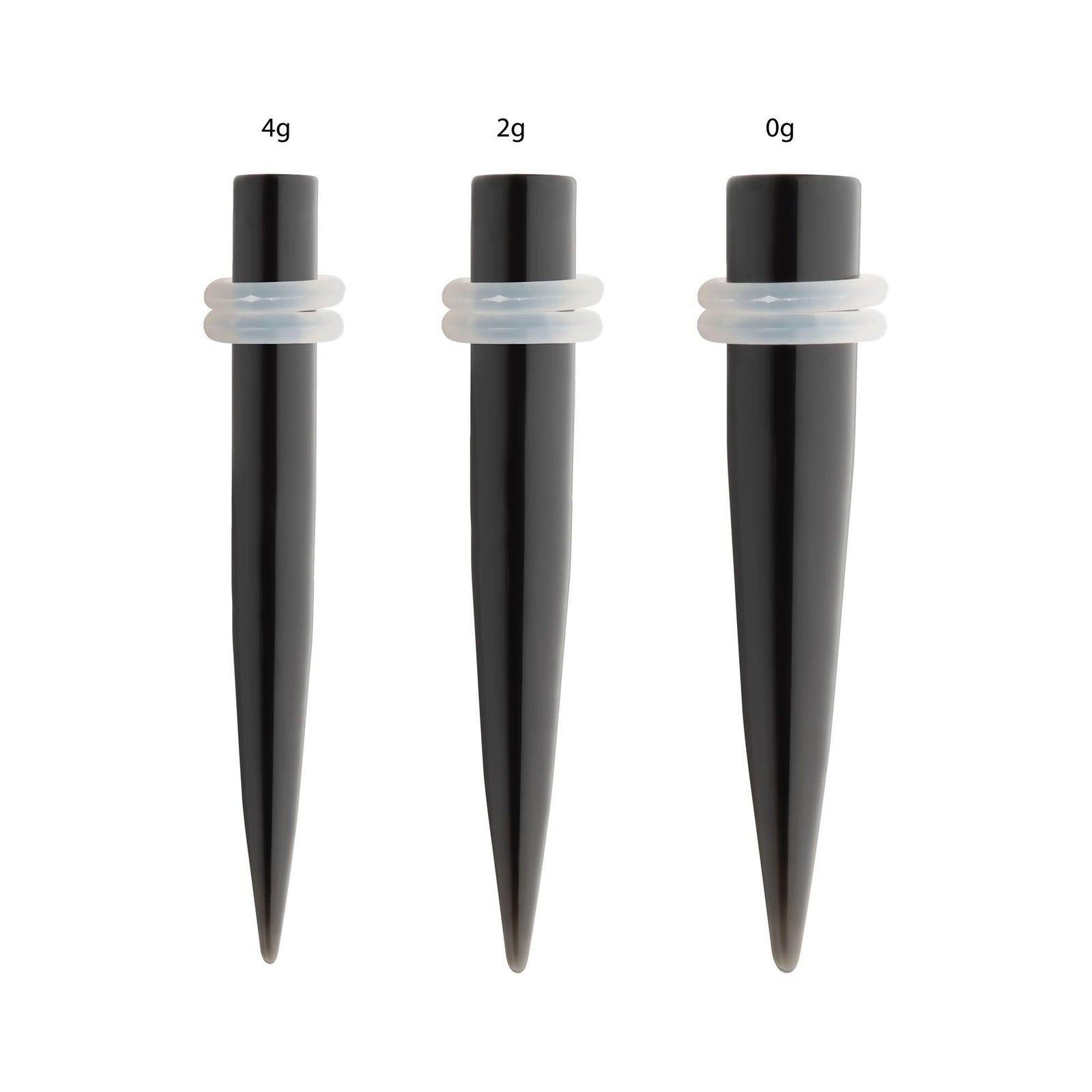 Organics Black Obsidian Stone Taper Clear O-ring pstntpobs-4pr -Rebel Bod-RebelBod