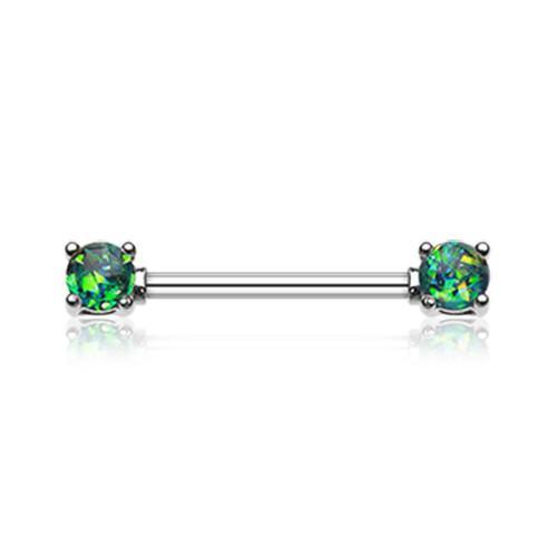 Nipple Barbell Black Opal Glitter Prong Steel Nipple Barbell Ring - 1 Piece -Rebel Bod-RebelBod