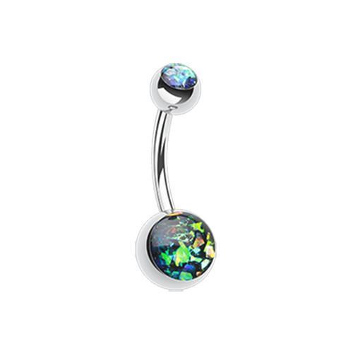 Black Opal Glitter Shower Belly Button Ring