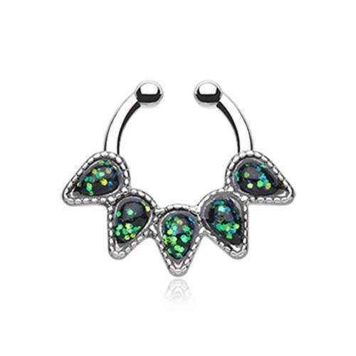 Black Opal Quinary Spear Fake Septum Clip-On Ring
