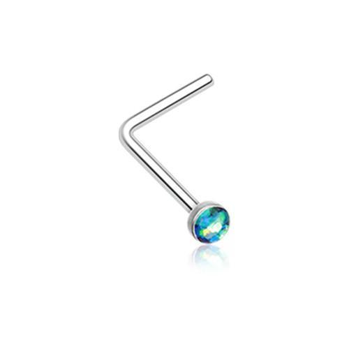 Black Opal Sparkle L-Shaped Nose Ring