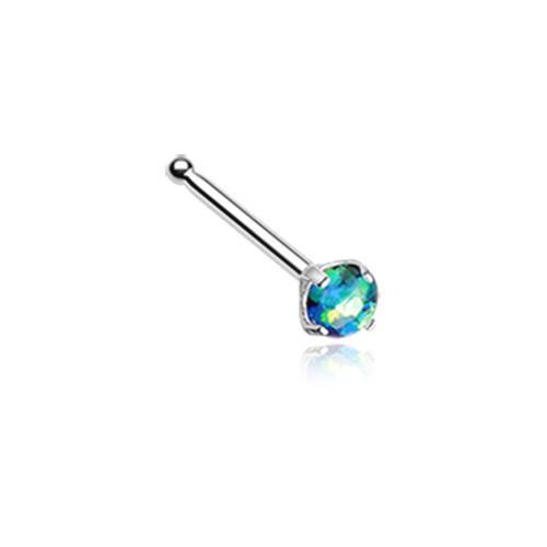 Black Opal Sparkle Prong Set Nose Stud Ring