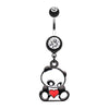 Black Panda Heart Belly Button Ring