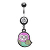Black Patterned Owl Belly Button Ring