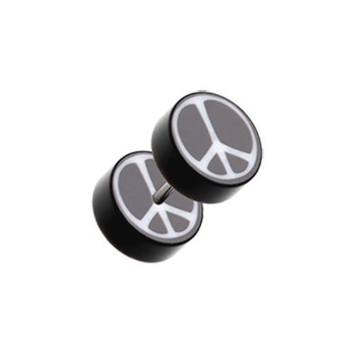 Black Peace Retro UV Acrylic Fake Plug - 1 Pair