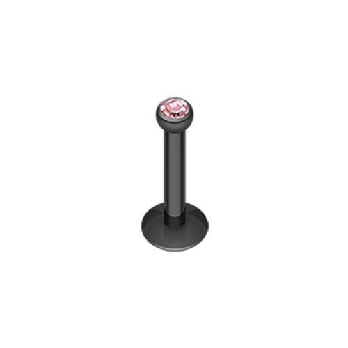 Black/Pink Black Gem Ball Internally Threaded Labret