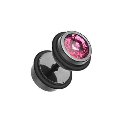 Black/Pink Black Pointy Crystalline Fake Plug - 1 Pair