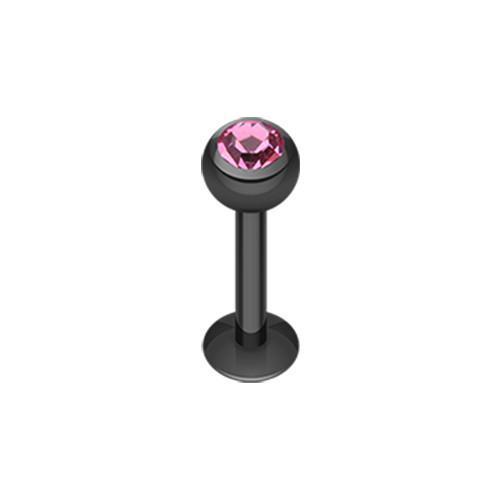 Black/Pink Black PVD Gem Ball Labret