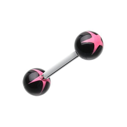 Black/Pink Nova Star Acrylic Top Barbell Tongue Ring