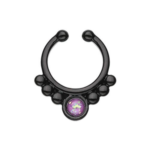 Black/Purple Opal Grandiose Fake Septum Clip-On Ring