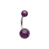 Black/Purple Zebra Stripe Patterned Acrylic Belly Button Ring