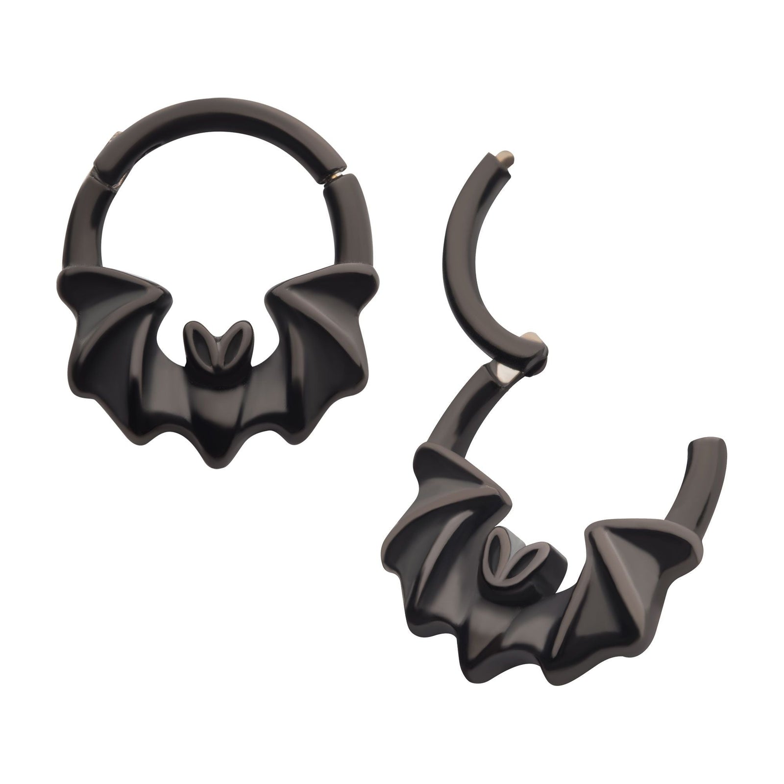 SEAMLESS CLICKER Black PVD Bat Front Facing Hinged Segment Clicker -Rebel Bod-RebelBod